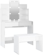 Shumee Toaletný stolík sada s LED biely vysoký lesk kompozitné drevo - Toaletný stolík