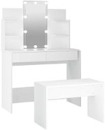 Shumee - Toaletný stolík, sada s LED, biela kompozitné drevo, 3114123 - Toaletný stolík