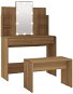 Shumee Toaletní stolek sada s LED hnědý dub kompozitní dřevo - Toaletní stolek