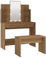 Shumee Toaletný stolík sada s LED hnedý dub kompozitné drevo - Toaletný stolík