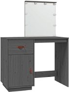Shumee Toaletný stolík s LED sivý 95 × 50 × 133,5 cm masívna borovica - Toaletný stolík