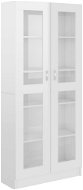 Shumee Prosklená skříň bílá vysoký lesk 82,5 × 30,5 × 185,5 cm dřevotříska - Vitrína