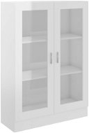 Shumee Prosklená skříň bílá vysoký lesk 82,5 × 30,5 × 115 cm dřevotříska - Vitrína