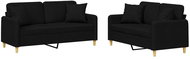 Shumee 2dílná sedací souprava s polštáři 3202106, textil, černá - Sedací souprava