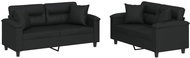 Shumee 2dílná sedací souprava s polštáři 3202372, umělá kůže, černá - Sedací souprava