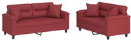Shumee 2dílná sedací souprava s polštáři 3202375, umělá kůže, vínová - Sedací souprava