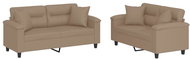 Shumee 2dílná sedací souprava s polštáři 3202376, umělá kůže, cappuccino - Sedací souprava