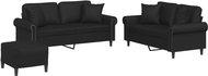 Shumee 3dílná sedací souprava s polštáři 3202165, umělá kůže, černá - Sedací souprava