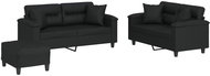 Shumee 3dílná sedací souprava s polštáři 3202377, umělá kůže, černá - Sedací souprava