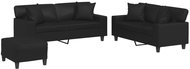 Shumee 3dílná sedací souprava s polštáři 3201929, umělá kůže, černá - Sedací souprava
