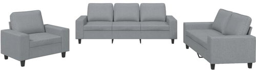 Shumee 3dílná sedací souprava 3201866, textil, světle šedá - Sedací souprava - Main image