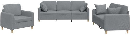 Shumee 3dílná sedací souprava s polštáři 3202070, textil, světle šedá - Sedací souprava - Main image