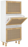 Shumee Botník 52 × 25 × 115 cm, dřevo a přírodní ratan, bílý - Botník