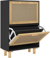 Shumee Botník 52 × 25 × 80 cm, dřevo a přírodní ratan, černý - Botník