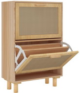 Shumee Botník 52 × 25 × 80 cm, dřevo a přírodní ratan, hnědý - Botník