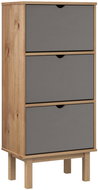 Shumee Botník OTTA se 3 zásuvkami, masivní borové dřevo, šedý - Botník