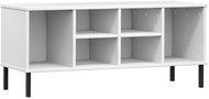 Shumee Botník s kovovými nohami OSLO 106 × 35 × 45 cm, masivní dřevo, bílý - Botník
