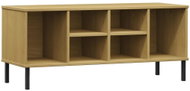 Shumee Botník s kovovými nohami OSLO 106 × 35 × 45 cm, masivní dřevo - Botník