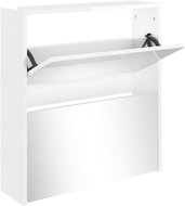 Shumee Botník se zrcadlem 2patrový 63 × 17 × 67 cm, bílý s vysokým leskem - Botník