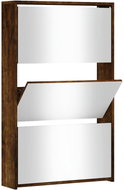 Shumee Botník se zrcadlem 3patrový 63 × 17 × 102,5 cm, kouřový dub - Botník