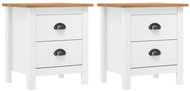 Shumee noční stolky Hill 2 ks, bílé 46 × 35 × 49,5 cm, masivní borové dřevo - Night Stand