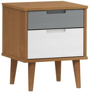 Shumee noční stolek MOLDE hnědý 40 × 35 × 48 cm, masivní borové dřevo - Night Stand