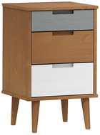 Shumee noční stolek MOLDE hnědý 40 × 35 × 65 cm, masivní borové dřevo, 350498 - Night Stand