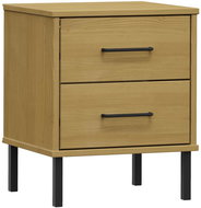 Shumee noční stolek s kovovými nohami hnědý masivní borové dřevo OSLO, 350973 - Night Stand