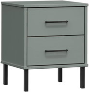 Shumee noční stolek s kovovými nohami šedý masivní borové dřevo OSLO, 350974 - Night Stand