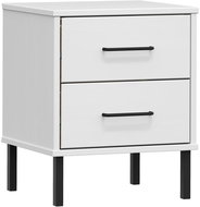 Shumee noční stolek s kovovými nohami bílý masivní borové dřevo OSLO, 350975 - Night Stand
