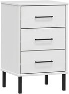 Shumee noční stolek s kovovými nohami bílý masivní borové dřevo OSLO, 350978 - Night Stand
