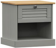 Shumee noční stolek VIGO šedý 42 × 35 × 42 cm, masivní borové dřevo, 353156 - Night Stand