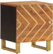 Shumee noční stolek hnědý a černý masivní mangovníkové dřevo, 356779 - Night Stand