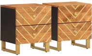 Shumee noční stolky 2 ks, hnědé a černé masivní mangovníkové dřevo, 356782 - Night Stand