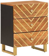 Shumee noční stolek hnědý a černý 50 × 33 × 60 cm, masivní mangovník - Night Stand