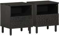 Shumee noční stolky 2 ks, černé 40 × 33 × 46 cm, masivní mangovníkové dřevo, 356826 - Night Stand