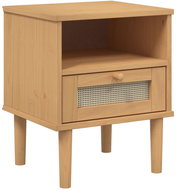 Shumee noční stolek SENJA ratanový vzhled hnědý 40 × 35 × 48 cm borovice - Night Stand