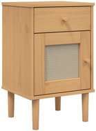 Shumee noční stolek SENJA ratanový vzhled hnědý 40 × 35 × 65 cm borovice - Night Stand