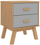 Shumee noční stolek OLDEN šedý a hnědý masivní borové dřevo, 358583 - Night Stand