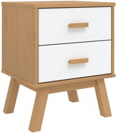 Shumee noční stolek OLDEN bílý a hnědý masivní borové dřevo, 358584 - Night Stand