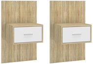 Shumee nástěnné noční stolky 2 ks, bílé a dub sonoma - Night Stand