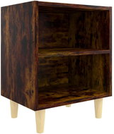Shumee noční stolek masivní dřevěné nohy kouřový dub 40 × 30 × 50 cm - Night Stand