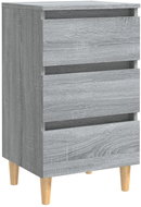 Shumee noční stolek masivní dřevěné nohy šedý sonoma 40 × 35 × 69 cm - Night Stand