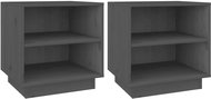 Shumee noční stolky 2 ks, šedé 40 × 34 × 40 cm, masivní borové dřevo - Night Stand
