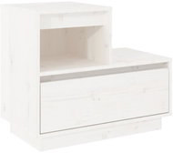 Shumee noční stolek bílý 60 × 34 × 51 cm, masivní borové dřevo - Night Stand