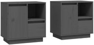 Shumee noční stolky 2 ks, šedé 50 × 34 × 50 cm, masivní borové dřevo - Night Stand
