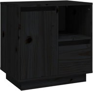 Shumee noční stolek černý 50 × 34 × 50 cm, masivní borové dřevo - Night Stand