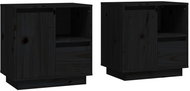 Shumee noční stolky 2 ks, černé 50 × 34 × 50 cm, masivní borové dřevo - Night Stand