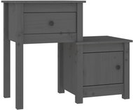 Shumee noční stolek šedý 79,5 × 38 × 65,5 cm, masivní borové dřevo - Night Stand