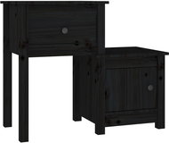 Shumee noční stolek černý 79,5 × 38 × 65,5 cm, masivní borové dřevo - Night Stand